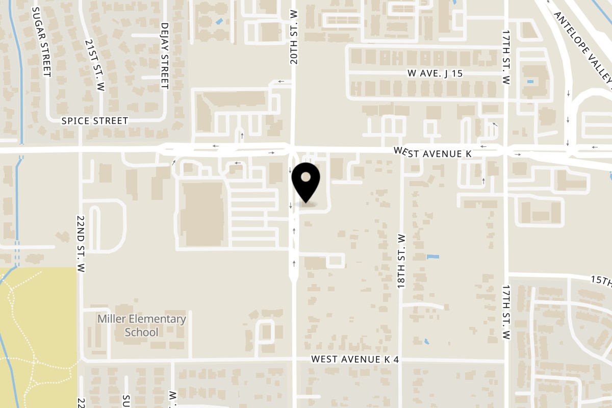 Map showing the location of Crazy Otto's Diner 20th St on 43528 20th St W in Lancaster