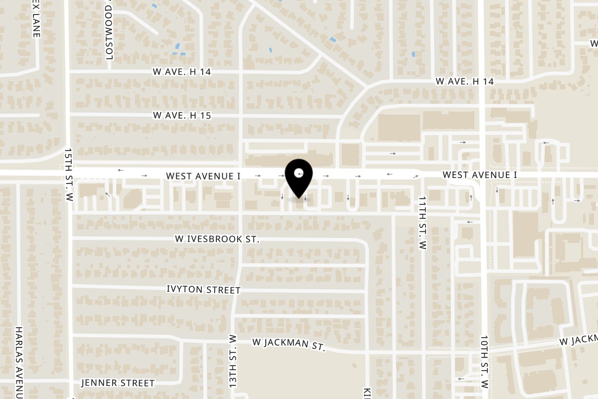 Map showing the location of Crazy Otto's Diner W Ave I on 1228 W Ave I in Lancaster
